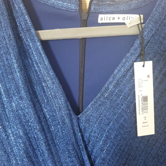 Alice & Olivia blue dress 3/4 sleeves - Picture 8 of 11